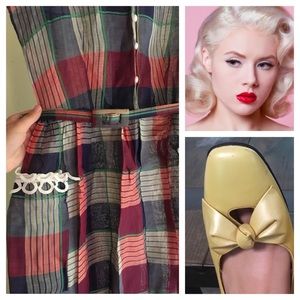 1950s plaid day dress